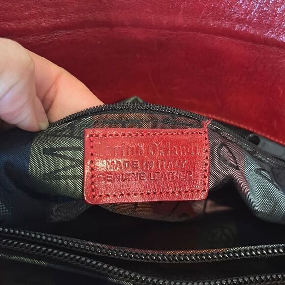 Marino Orlandi luxury red and white leather satchel handbag vintage - Picture 7 of 9